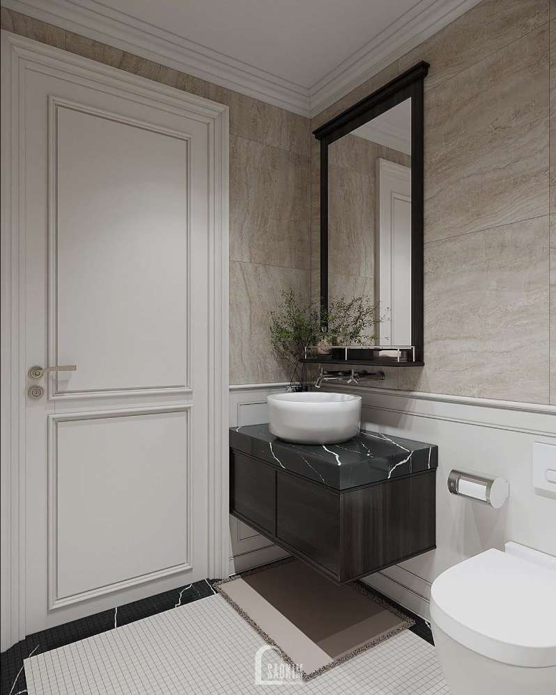 Thiết kế nội thất phòng tắm, wc phong cách Tân Cổ Điển sang trọng tại nhà ở Thường Tín- Hà Nội

